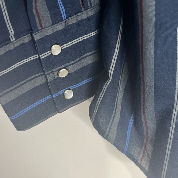 Men’s Ely Cattleman striped pearl snap long sleeve shirt Tall Man XLT - Picture 5 of 11